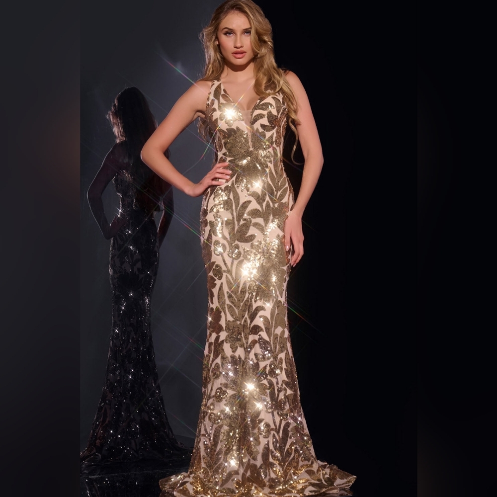 Jovani Gold Sequin Gown